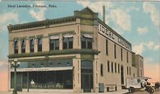 FREMONT, NEBRASKA POSTCARD Ideal Laundry Building Signs 1915, Delivery Wagon picture