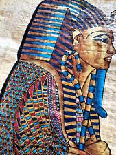 TUTANKHAMUN KING PHAROH PAPYRUS 1960’s EGYPTIAN CRAFT ART 17x13 INCHES COA # 15 picture