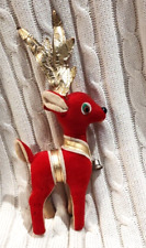 Vintage Red Gold Reindeer Christmas Mid Century Decoration 10” H picture