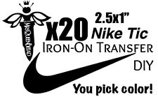 20pc Lot Iron On HTV Nike Tic 2.5x1”🖤Easy To Apply DIY x20🖤YOU PICK COLOR picture