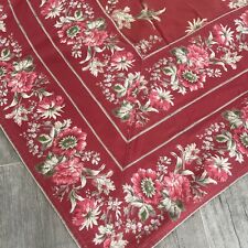 Vintage Red Floral April Cornell Tablecloth 70”x100” Cotton Perfect picture