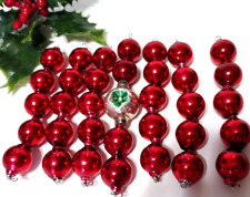 Vtg Christmas Ornaments 7 Mercury Glass Bead Icicles Lg Double Indent Red Green picture