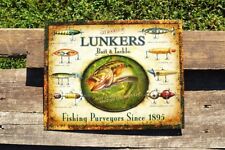 Lunkers Bait & Tackle Tin Metal Sign - Bass Fishing - Lures - Fisherman - Retro picture