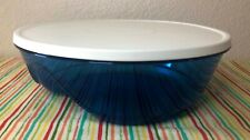 Tupperware Clearly Elegant Acrylic Bowl Sheer Blue w/ Ivory Seal 14 Cups New picture