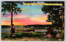c1940s Lovers Leap Lake of the Ozarks Missouri Vintage Linen Postcard picture