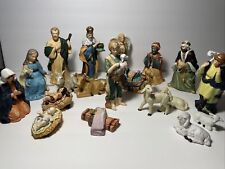Vintage 19 Piece Nativity Figurines Various Pieces Porcelain Bisque picture