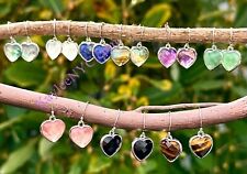 Wholesale Lot 10 Pairs Natural Crystal Sterling Silver heart Dangling Earring picture