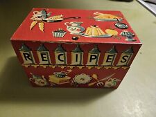 Vintage Stylecraft Metal Recipe Card Box Red RECIPES Kitchen Jars & Gadgets  picture