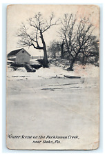 1911 Winter Scene on Perkiomen Near Oaks PA - Posted - Damaged picture
