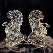 New Martinsville  Viking Eagle Glass Bookends Art Deco Stylized Bird Vtg 1940s picture