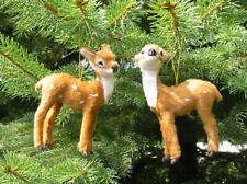 New Christmas Ornaments Super Cute Fuzzy Deer Couple 4 1/2 inches picture