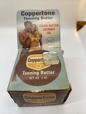 Coppertone Tanning Butter Vintage 1970s Cocoa Butter Glass Plastic Container picture
