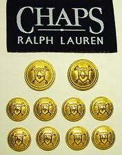 CHAPS REPLACEMENT BUTTONS 10 PC by RALPH LAUREN GOLD TONE SOLID METAL GOOD COND. picture