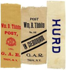 Lot Of 3 Troy New York GAR CIVIL WAR RIBBONS Wm. B. Tibbits + HURD picture