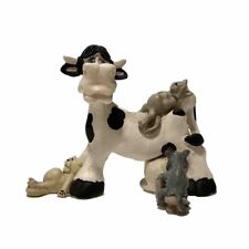 Cast Art Industries Vintage Solid Whimsical Milking Cow, Cat & Dog Figure 1994 picture