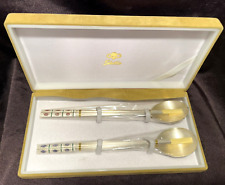 SILLA NIB KOREAN .800 SILVER STERLING 2- CHOPSTICKS AND SPOON COUPLES SET 194G picture