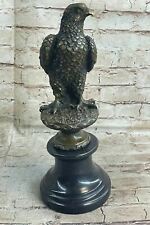 Vintage European Made bronze copper Round seat Standing Eagle hawk Statues picture