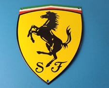 Vintage Ferrari Sign - F1 Racing Shield Sign - Porcelain Auto Gas Pump Sign picture