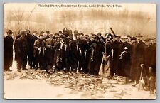 Real Photo Ice Fishing Party Schenevus Creek Worcester New York NY RPPC RP M308 picture