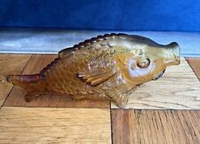 Vintage Glass Fish Wine Bottle Amber 13.5” Mid Century Modern MCM picture