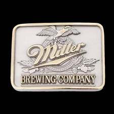 Solid Brass Miller Brewing Company Vintage Belt Buckle picture