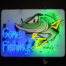 Gone Fishing Vintage Look Man Cave Handmade LED Neon Light Neon Sign 24