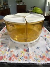 Vintage Rubbermaid Clear Orange Lazy Susan 5 Pie Shaped Containers With Lids picture