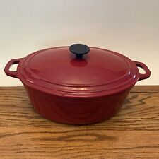 Vintage Red Enameled Cast Iron Dutch Oval Oven XL size and Heavy with Lid picture
