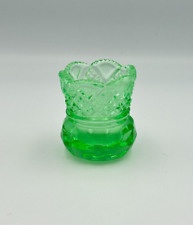 Vintage Green Uranium Glass Toothpick Holder picture