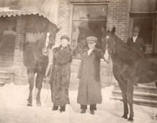 RPPC Men w/ Horses Full Length Fur Coat Exterior View ANTIQUE Postcard CYKO picture