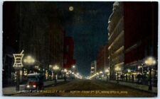 Postcard Night View of Nicollet Ave., North from 7th St., Minneapolis Minnesota picture
