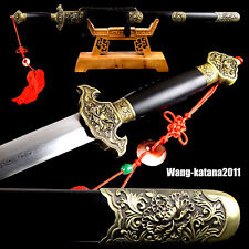 Peony Fittings Chinese Gentleman Sword Jian With Red Tassel Folded Steel Sharp picture