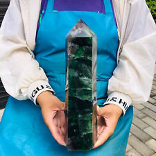 7.7LB Natural Colourful Fluorite Obelisk Quartz Crystal Tower Point Healing picture