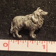 Collie Sheltie Shetland Sheepdog silver pewter tone Long haired dog pin lapel picture