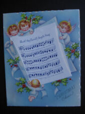 1948 vintage greeting card CHRISTMAS Angels w/ Carol Book, Signed on Back Only picture