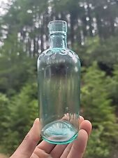 Beautiful Old Vertical Fluted Poison ☆ Antique Aqua Poison Bottle picture