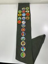 Boy Scouts of America Merit Badge Sash W/ Badges Green 36in Uniform picture