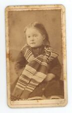 Antique ID'd CDV Circa 1870s Garber Little Girl Named Lillie Garber Clinton, IL picture