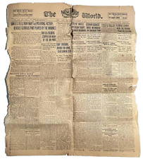 1918 Newspaper THE NEW YORK WORLD Antique Paper Ephemera News History WW1 era picture