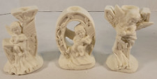 Vintage White Porcelain Bisque Cherubs Spelling Out JOY, Set Of Three picture