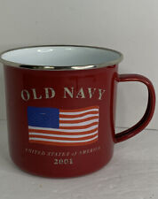 2001 Old Navy United States of America Metal American Flag Red Enamel Mug - EUC picture
