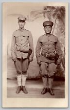 WWI Cavalierly Insignia Hat Officers Soldiers RPPC Studio Photo Vtg Postcard WW1 picture