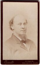 CIRCA 1880s CDV BURRELL BALDING BEARDED MAN IN SUIT BROCKTON MASSACHUSETTS picture