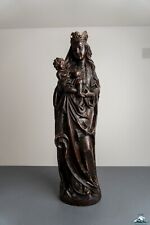 Antique Carved Wooden Sculpture Virgin Mary With Jesus picture