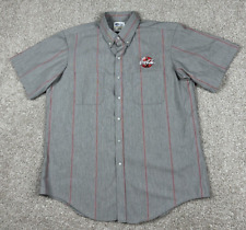 Vintage Coca-Cola Coke Uniform Shirt Mens Extra Large Gray Striped Button Up 90s picture