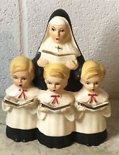 Vintage Singing Nun Choir Boys Figurine Music Box 1960s Japan Christmas Ceramic picture