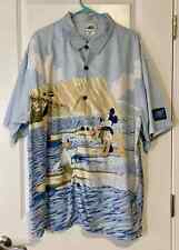 Disney Resort Button Camp Shirt Mens 2XL Micky Donald Goofy Surfing 100% Cotton picture