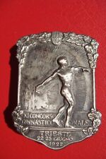 ITALY Trieste NATIONAL GYMNASTICS COMPETITION 1922 participant silver pin badge picture