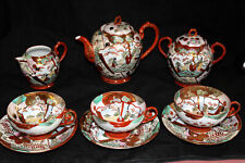 Japanese Kutani Tea Set Hand Painted Tea Pot, Cups, Saucers, Sugar Bowl, Creamer picture