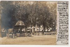 Marengo Iowa RPPC Vintage Photo Postcard Public Park Buggy Gazebo Buildings picture